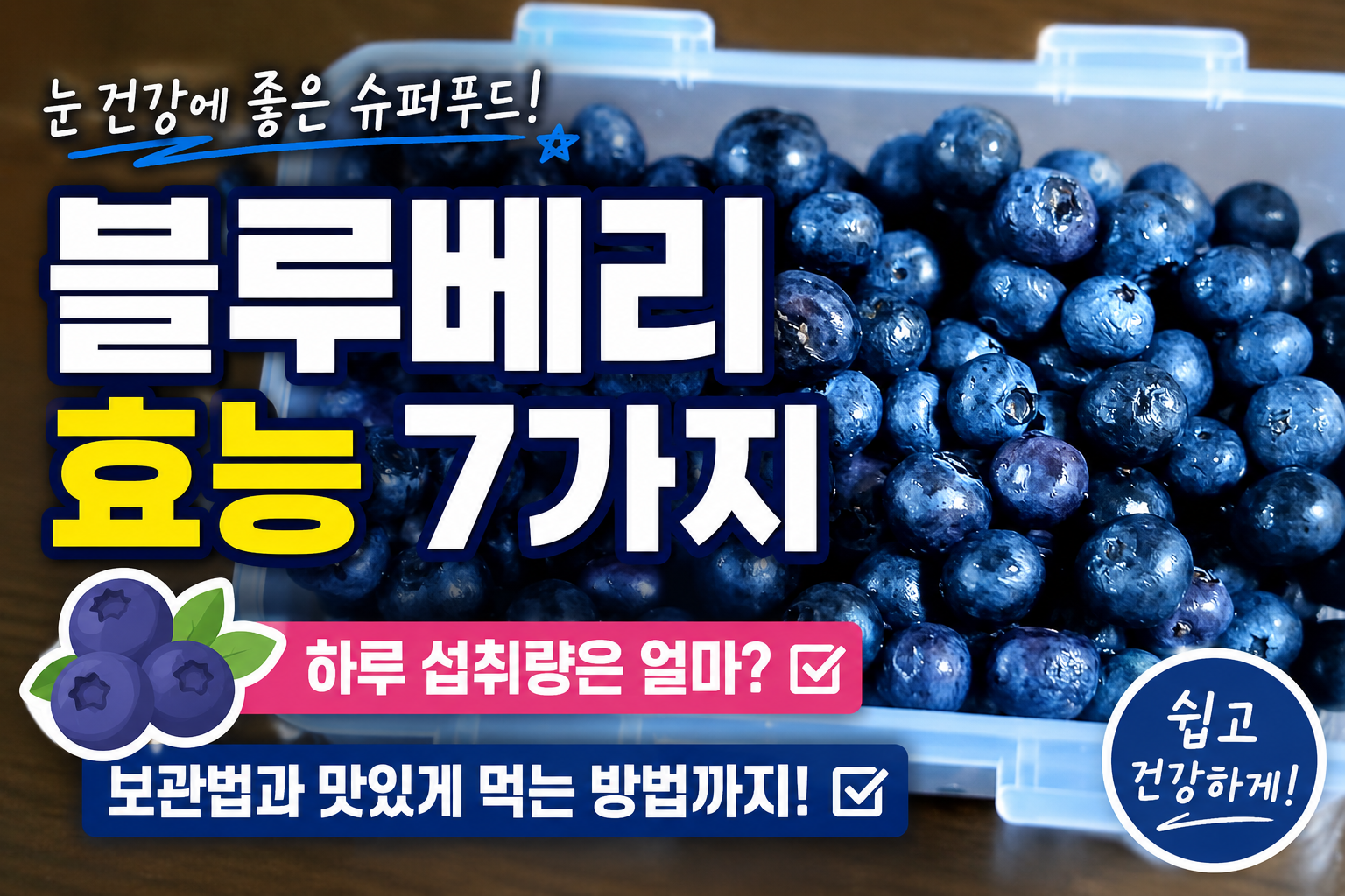 신선한 블루베리를 밀폐용기에 담아 보관한 모습