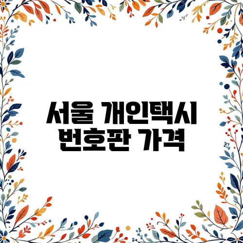 서울 개인택시 번호판 가격