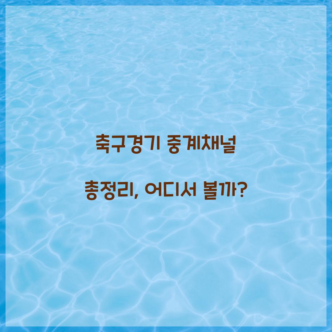 축구경기 중계채널