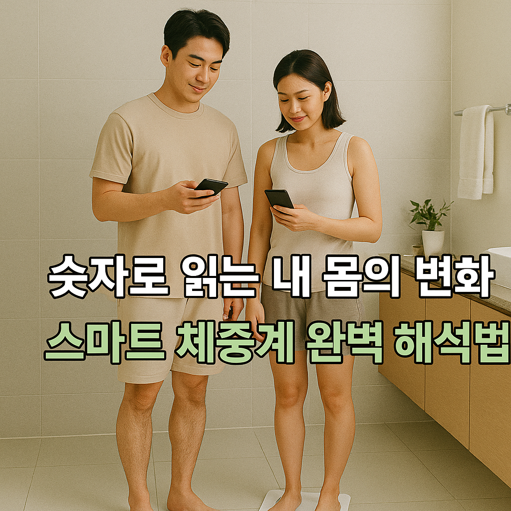 스마트 체중계로 몸의 변화를 확인하는 커플