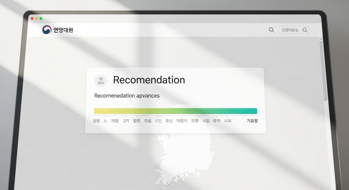 정부 홈페이지에서 추천 진행 상황을 보는 화면