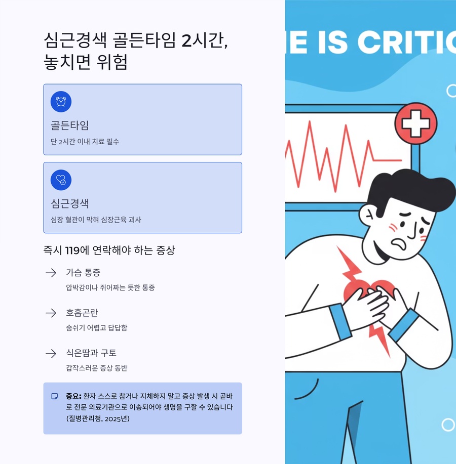 심근경색 골든타임 2시간과 응급 증상 안내