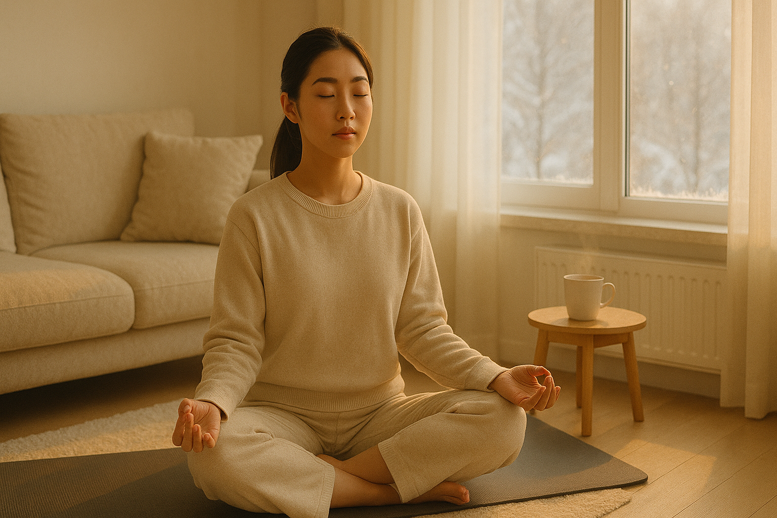 명상하고 있는 여성