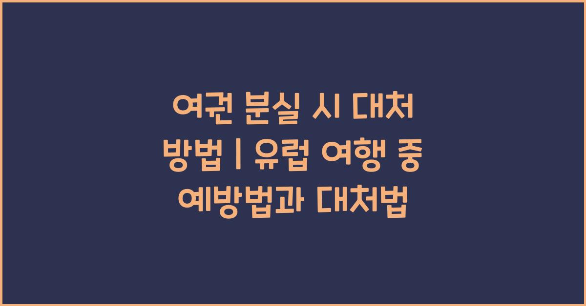 여권 분실 시 대처 방법