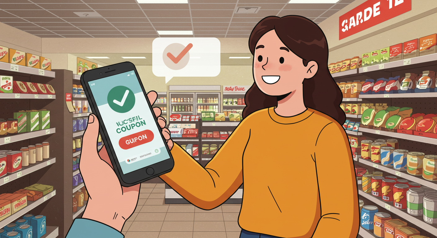 편의점에서 소비쿠폰을 성공적으로 사용하는 장면