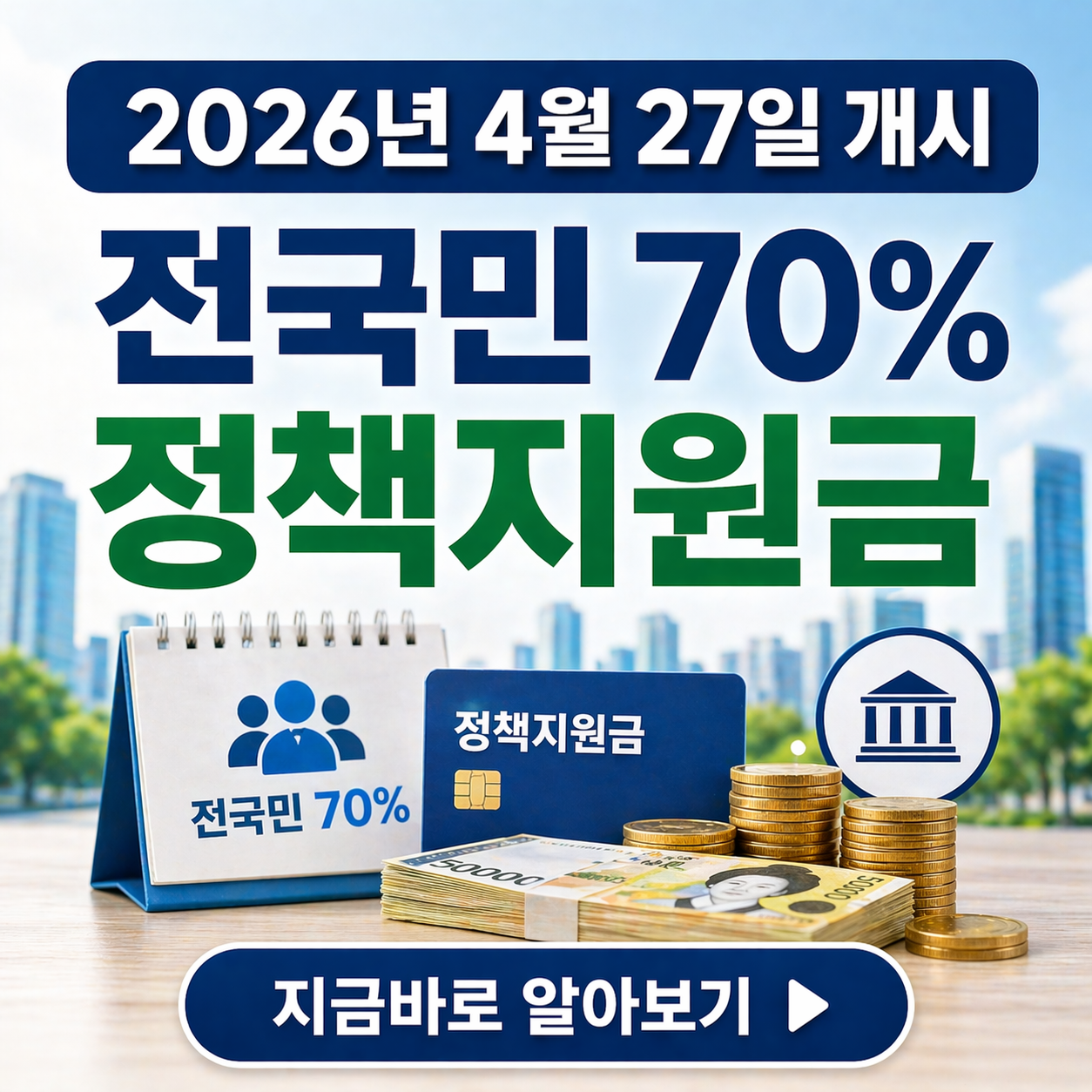 4월 27일 개시! 전국민 70% 정책지원금 최대 60만원 받는 법 (2026 최신)