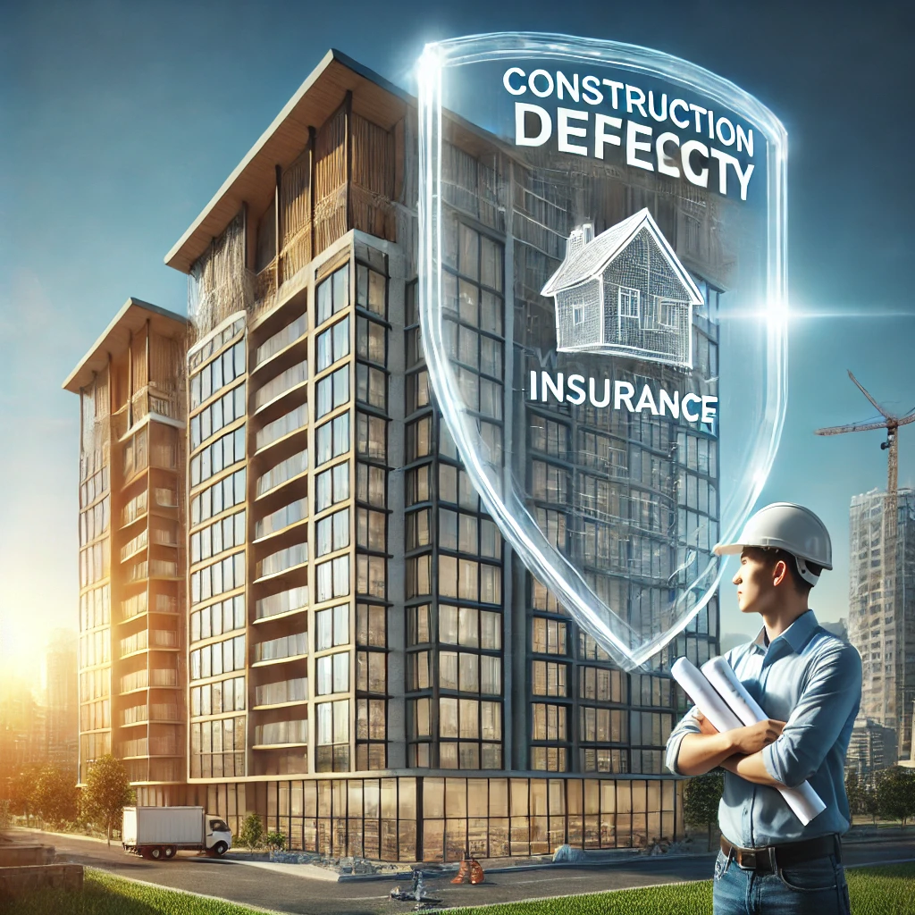 공동주택 시공 리스크 관리와 보험 보호 개념을 시각화한 이미지