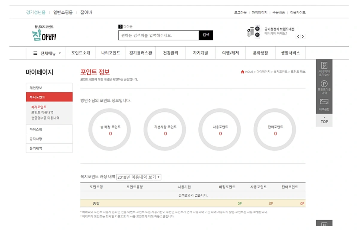 경기도 청년복지포인트 사용할수있는곳