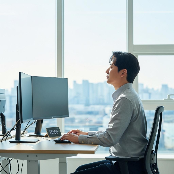 컴퓨터시력증후군 직장인 모니터 높이 거리 조정 방법