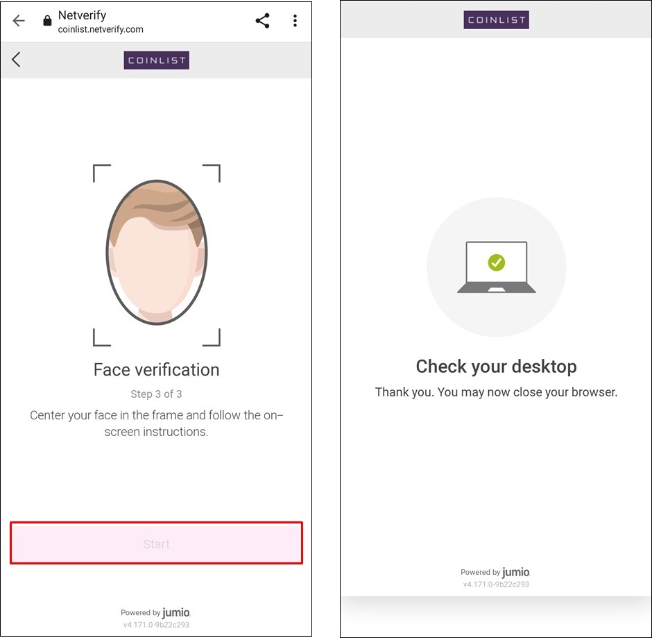 아래 Start를 누르면 얼굴인식이 시작되고 얼굴인식이 끝나면 컴퓨터로 돌아가라는 문구가 나옴