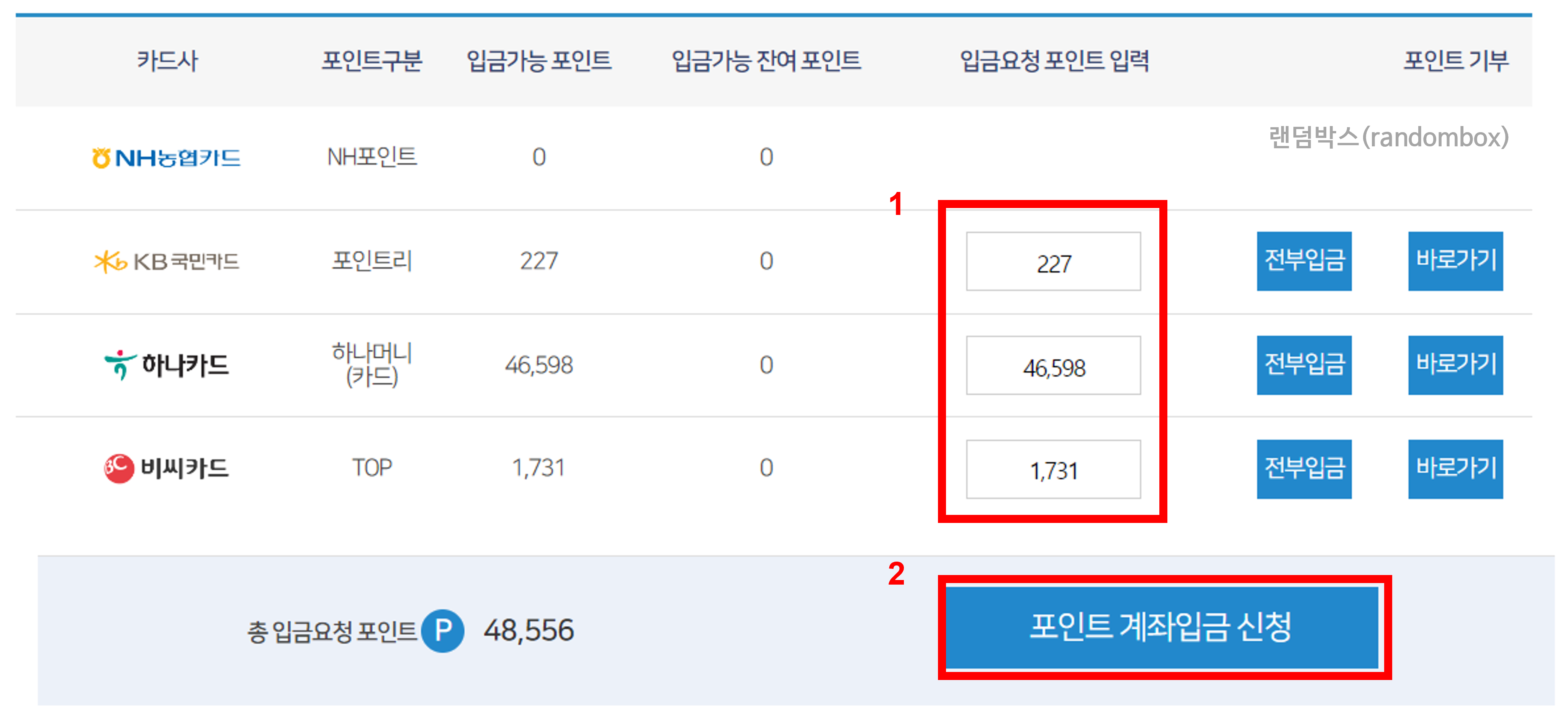 카드포인트 통합조회시스템