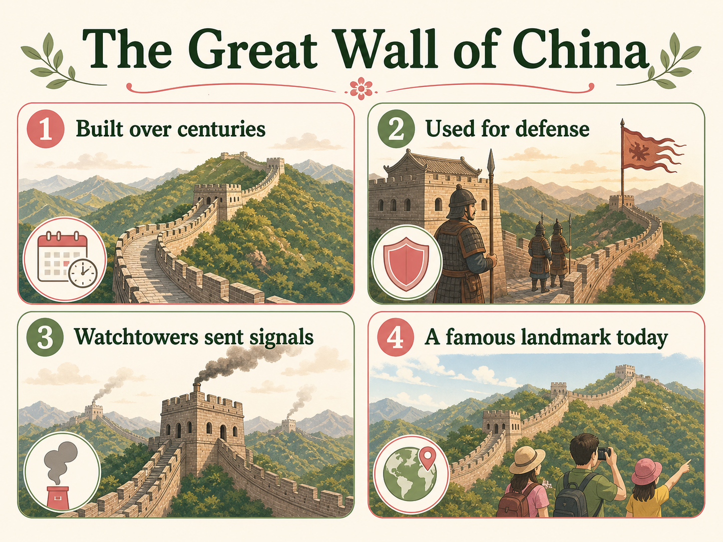 Infographic explaining the Great Wall of China