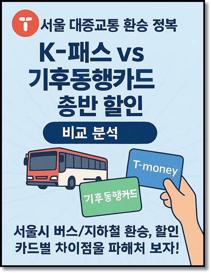 교통카드별 서울 대중교통 효과적 이용법과 서울 버스지하철 환승 시스템, K-패스, 기후동행카드, 노인할인 청소년할인 비교