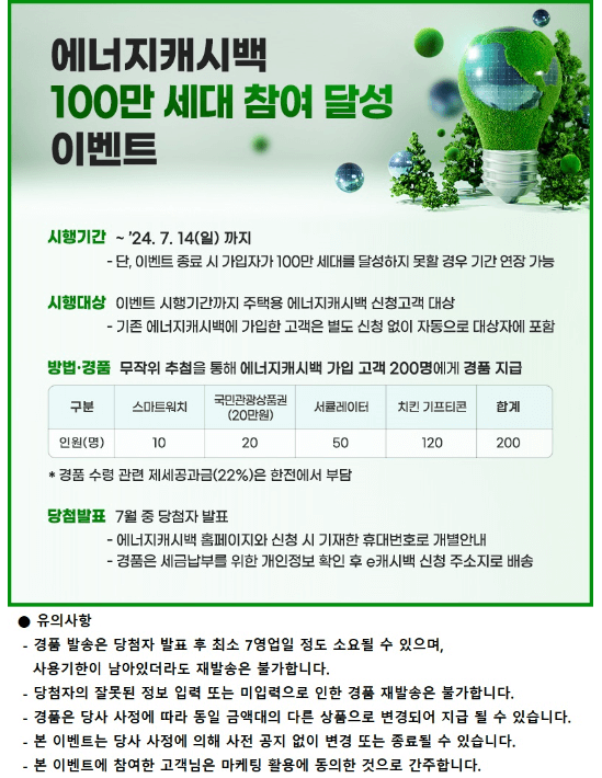 한전 에너지 캐시백 신청