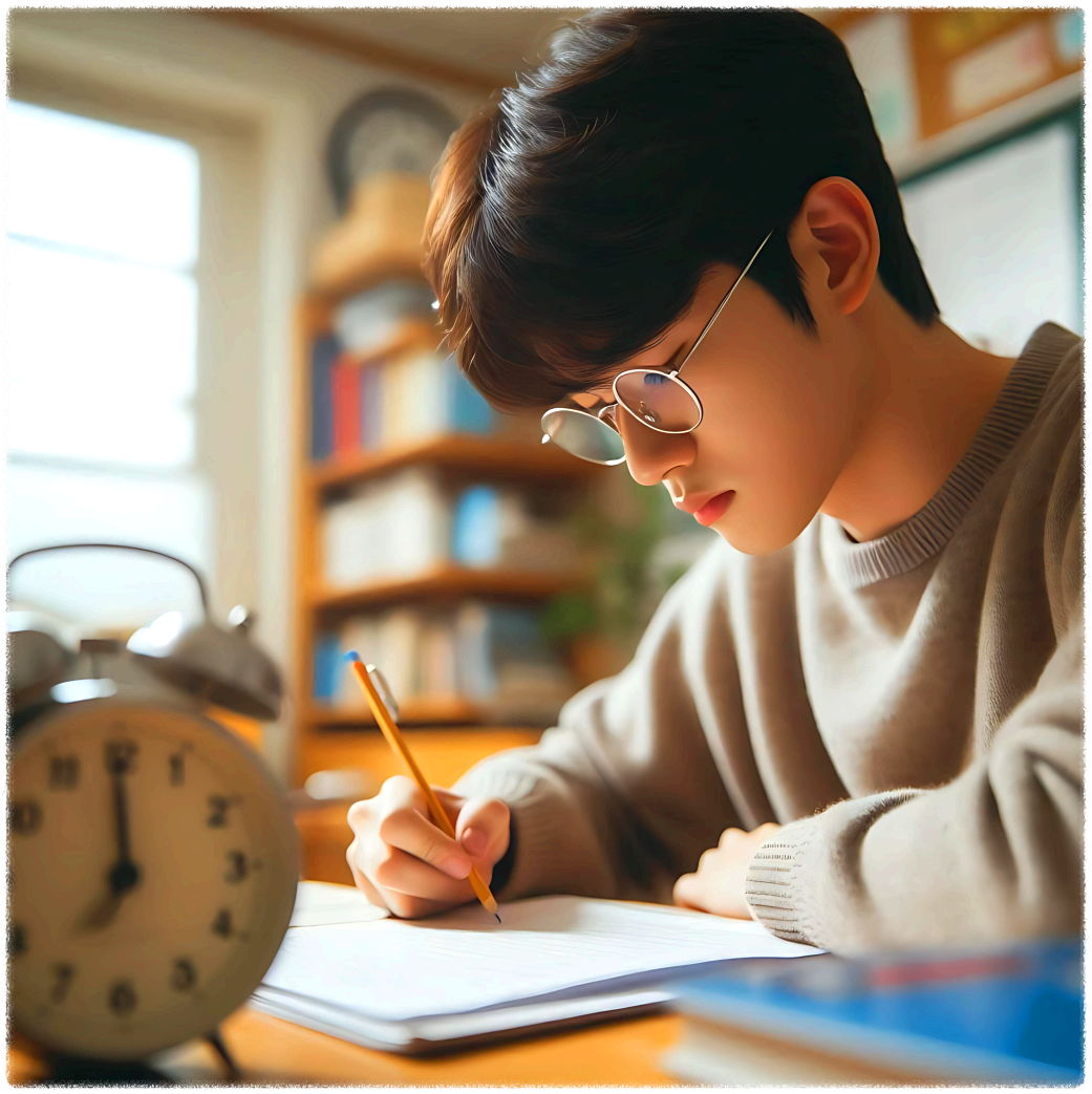 학생이 공부하고 있는 모습의 이미지
