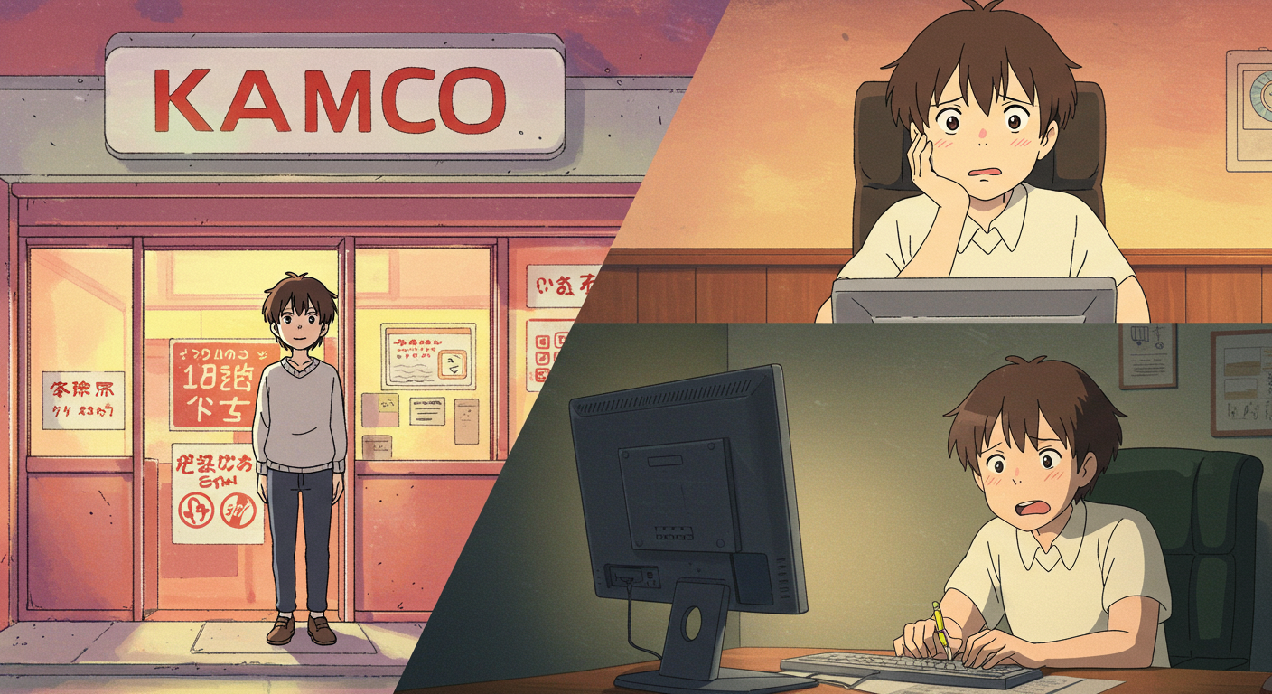 캠코 방문과 온라인 확인을 비교하는 장면