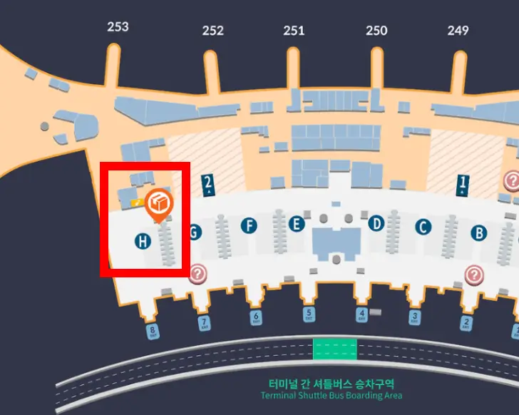 인천공항-2터미널-3층-한진택배-약도