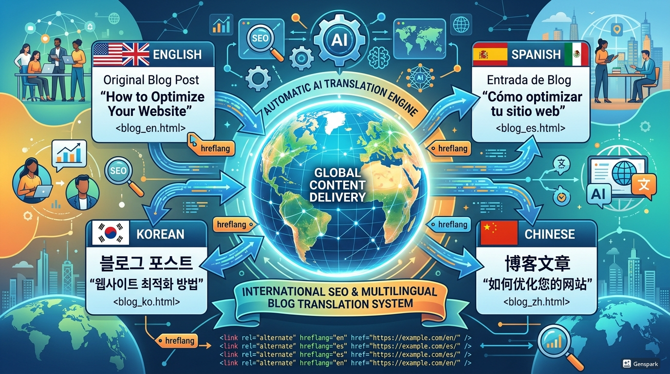 블로그 다국어 자동화 (hreflang, AI번역, 국제화라우팅)