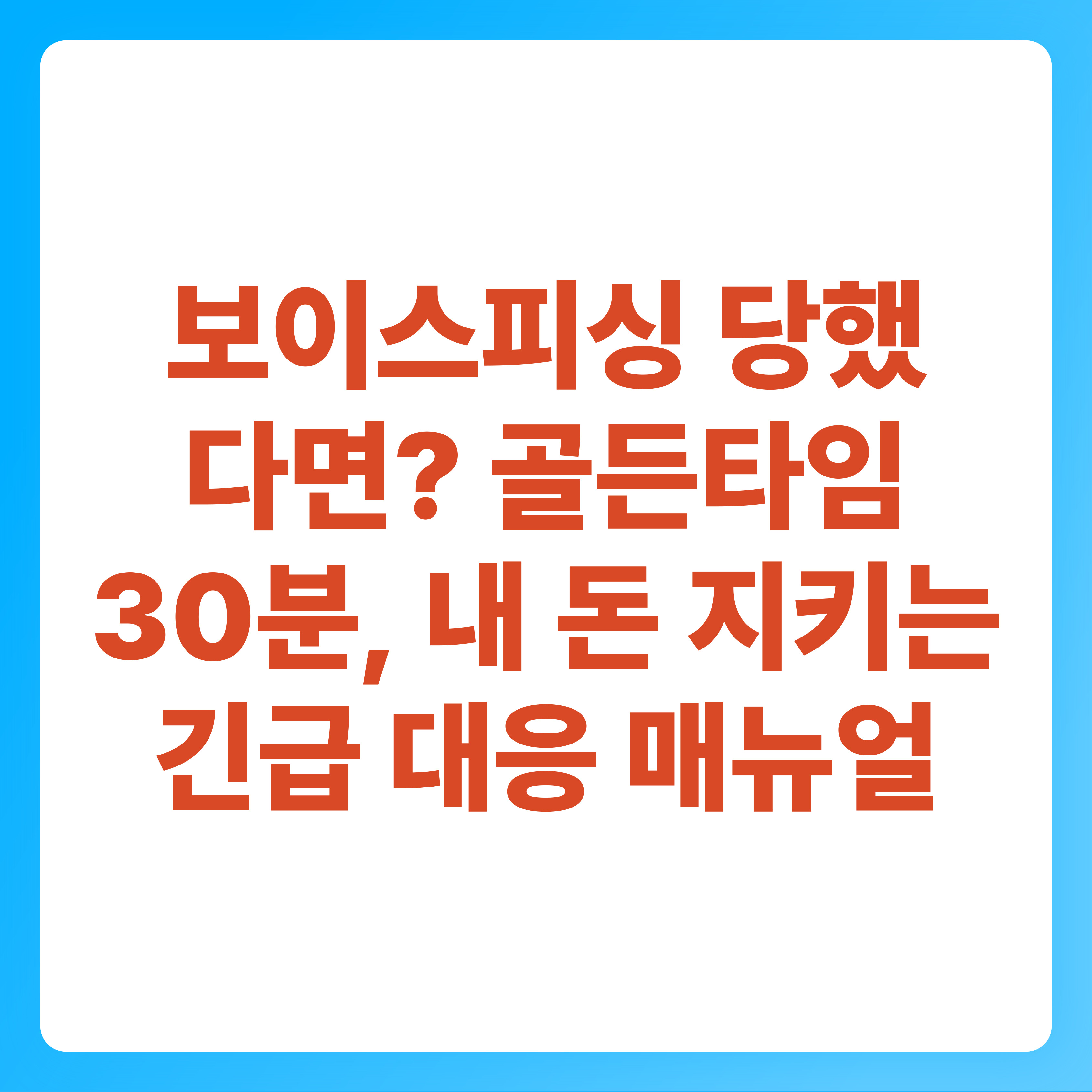 보이스피싱 당했다면 골든타임 30분, 내 돈 지키는 긴급 대응 매뉴얼