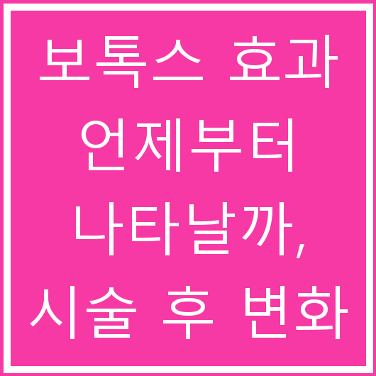 보톡스 효과 언제부터 나타날까, 시술 후 변화 분석