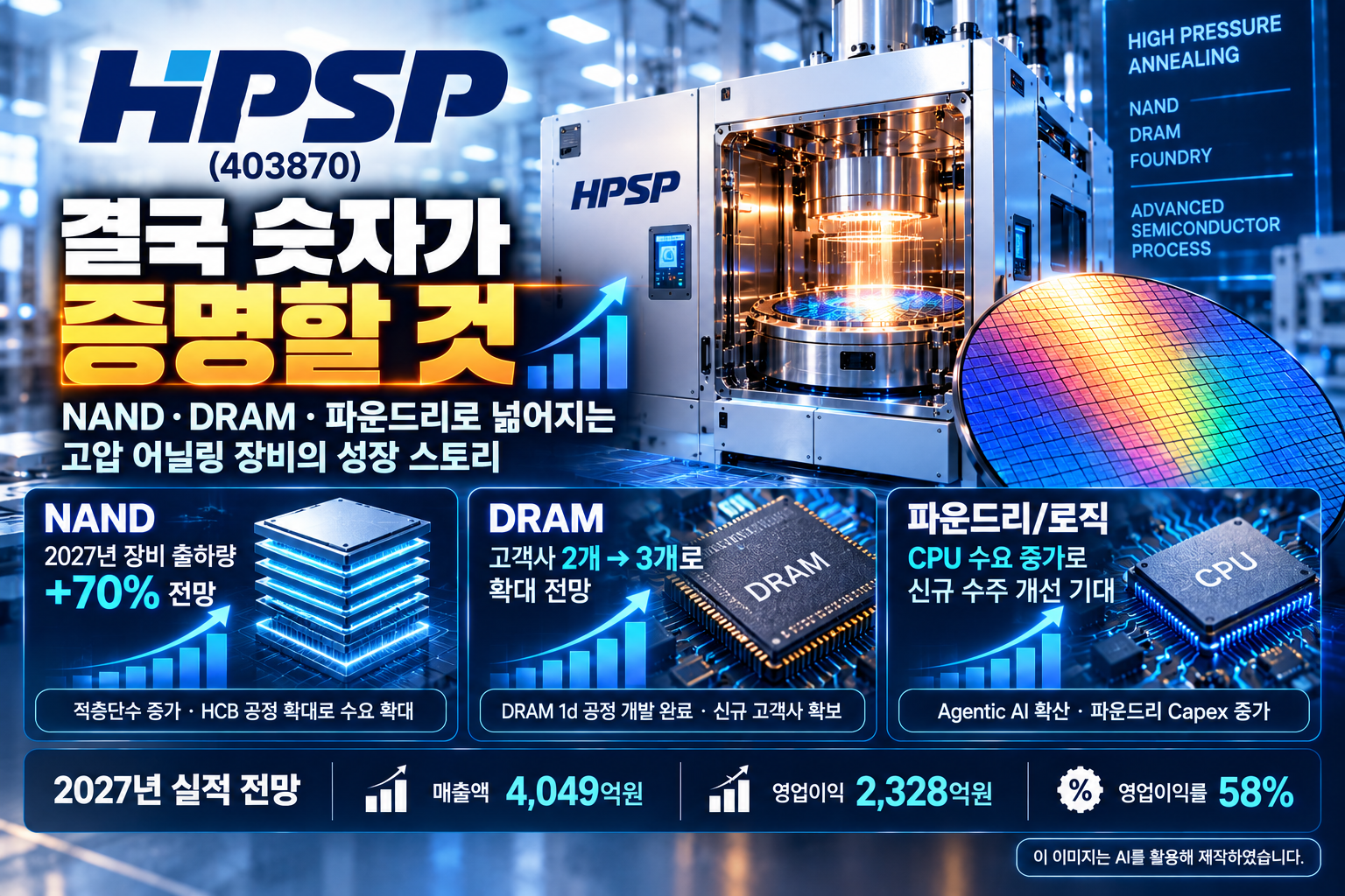 HPSP 고압 어닐링 장비의 NAND·DRAM·파운드리 고객 확대와 2027년 실적 성장 전망