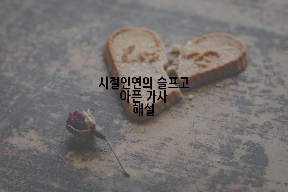 시절인연의 슬프고 아픈 가사 해설