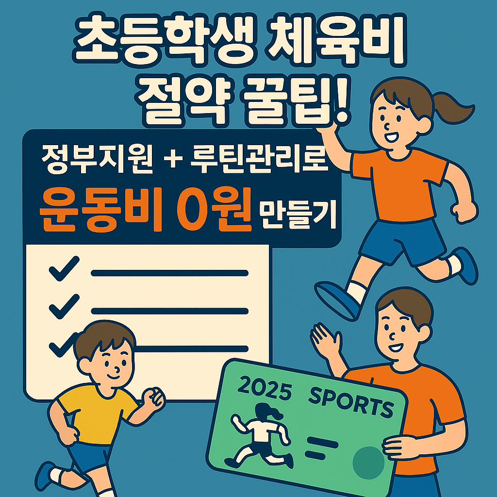 2025년 초등학생 체육비 절약 꿀팁 안내 이미지, 스포츠강좌이용권과 무료 체험 활용으로 운동 수업비를 아끼는 실전 전략"