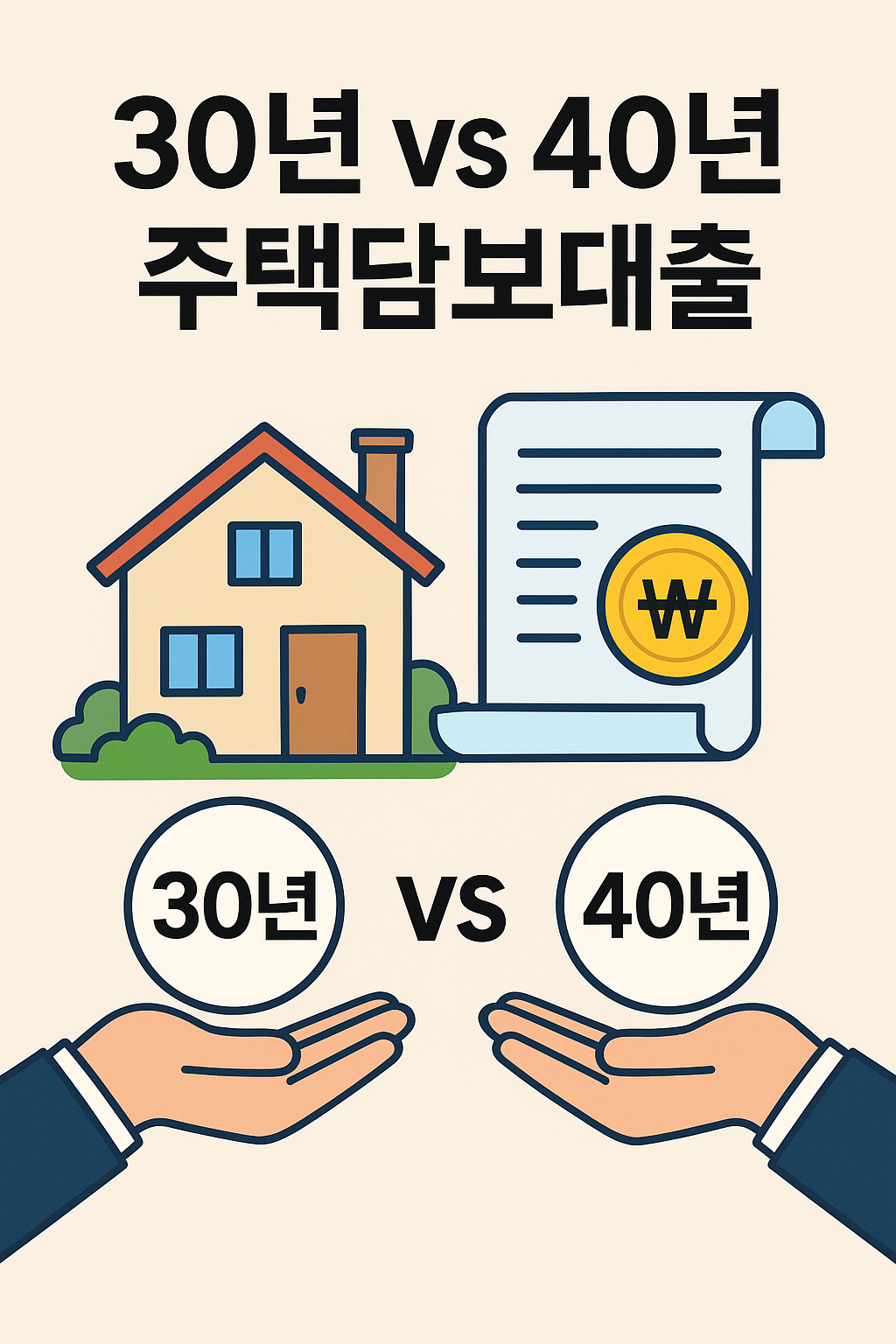 30년 vs 40년 주택담보 대출 문구 이미지