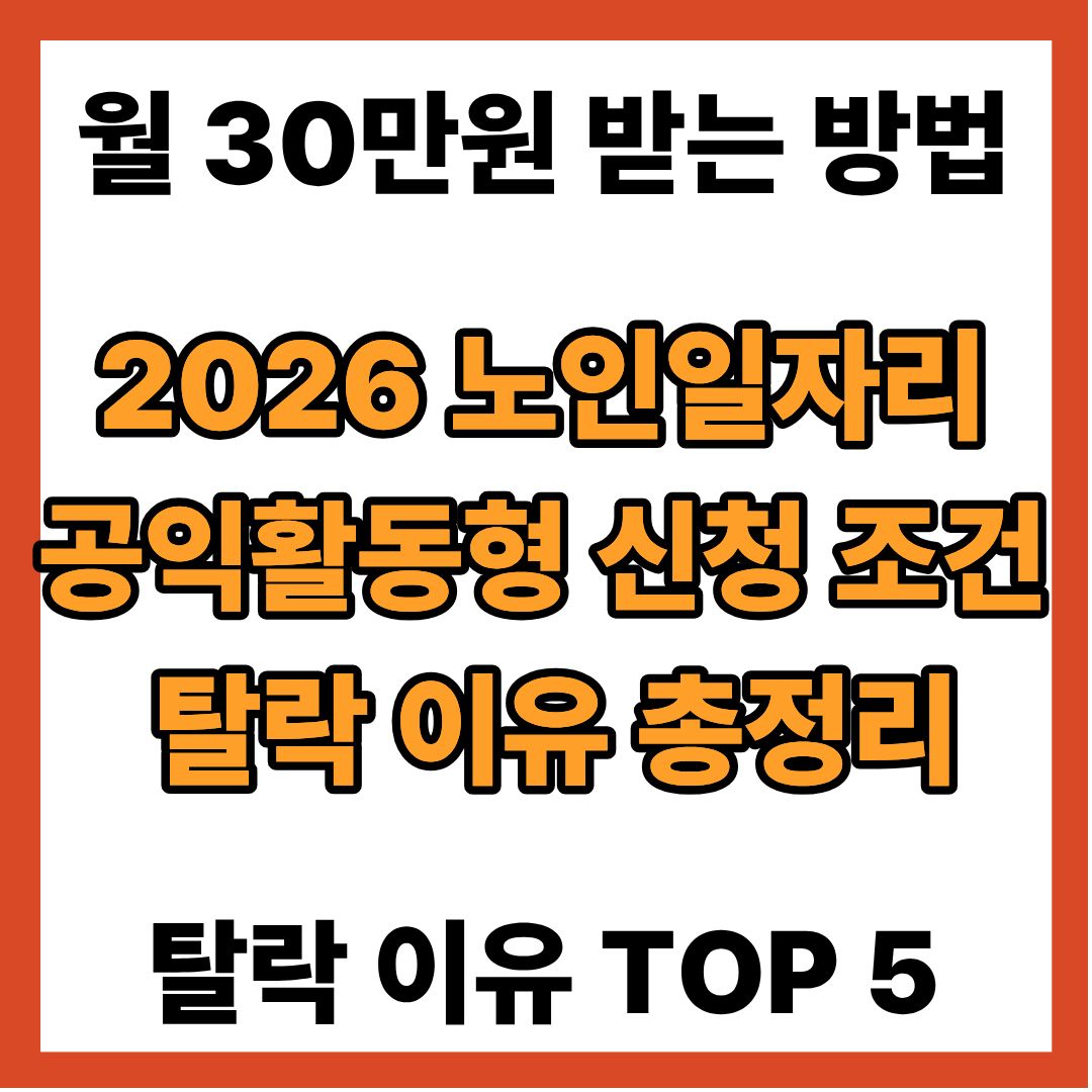 노인일자리 공익활동형 신청 조건 총정리｜월 30만원 받는 방법&middot;탈락 이유 TOP5