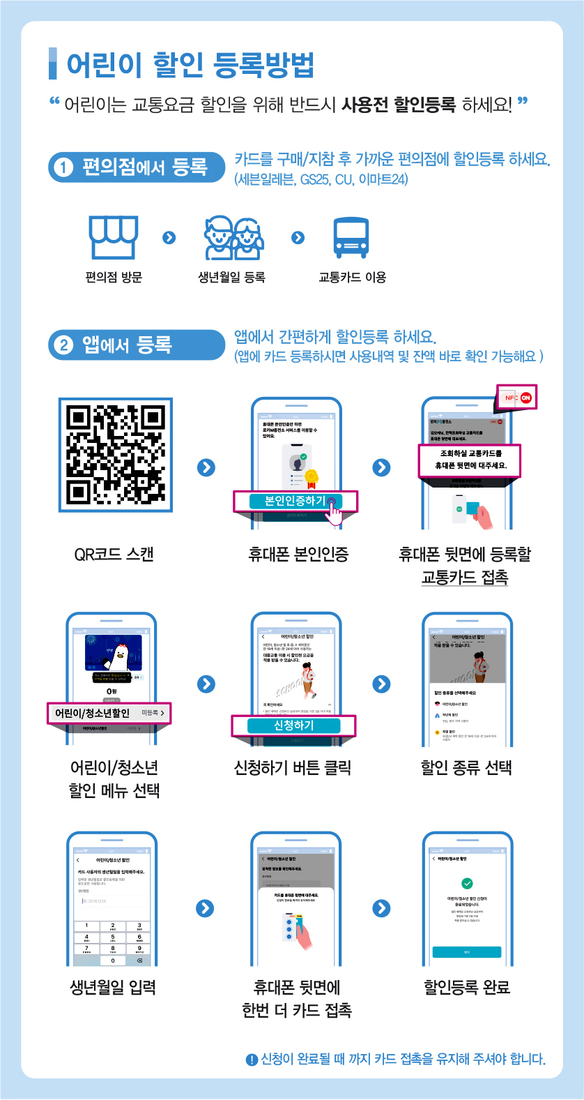 어린이 할인 등록 방법