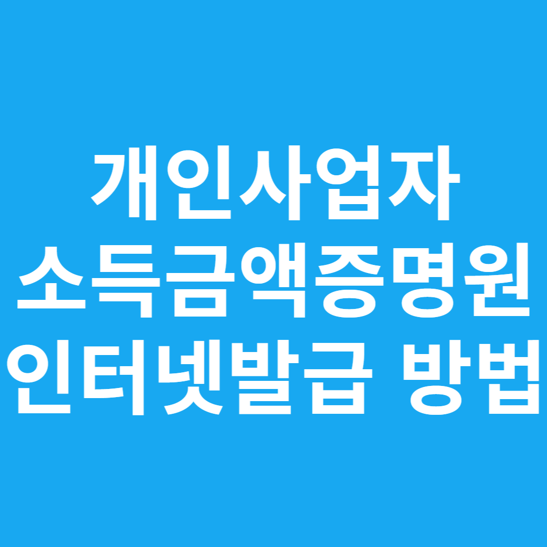 개인사업자 소득금액증명원 인터넷발급 방법
