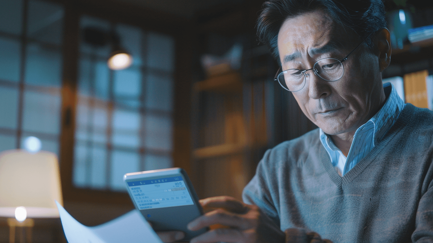 핸드폰을-보며-고민하고-있는-남자