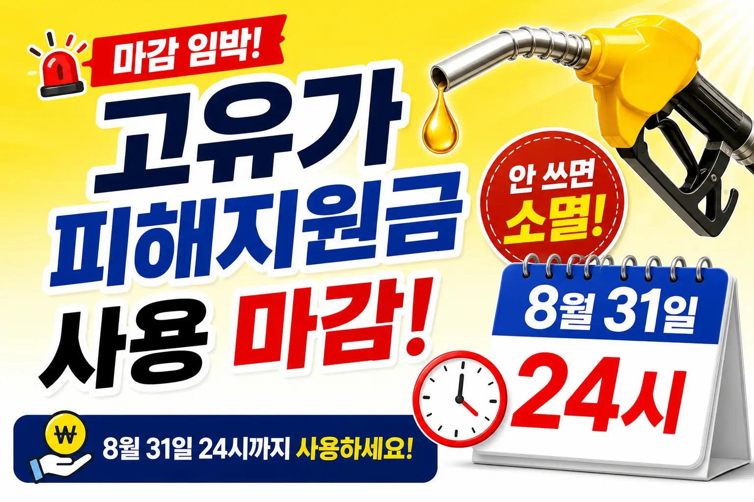 고유가 피해지원금 사용마감 8월31일