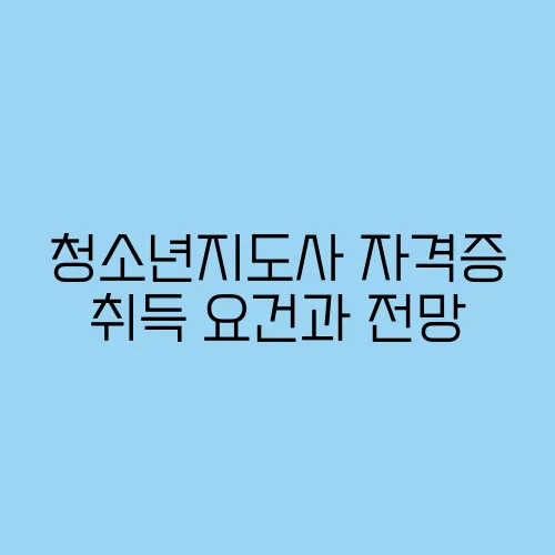 청소년지도사 자격증 취득 요건과 전망