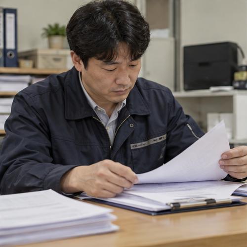 부산시 공사·용역 업무 관련 서류를 검토하는 업체 노동자