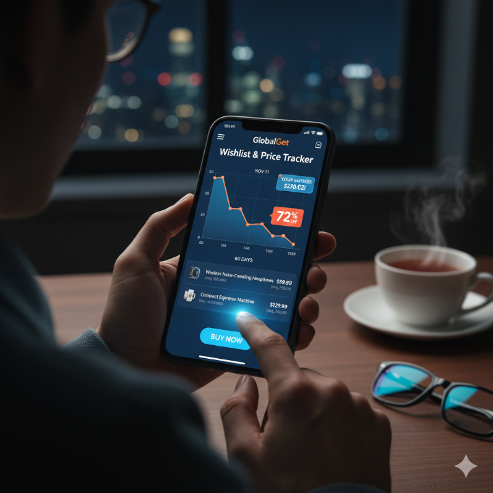 직구 앱의 위시리스트 화면 또는 가격 추적 그래프