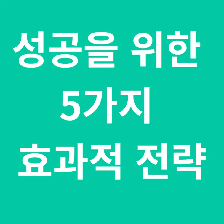 성공을 위한 5가지 효과적인 전략