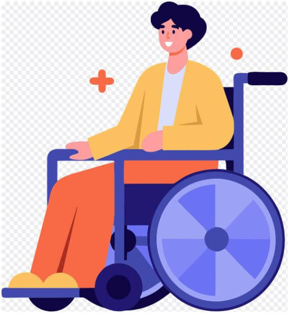 휠체어에 앉아 있는 남성