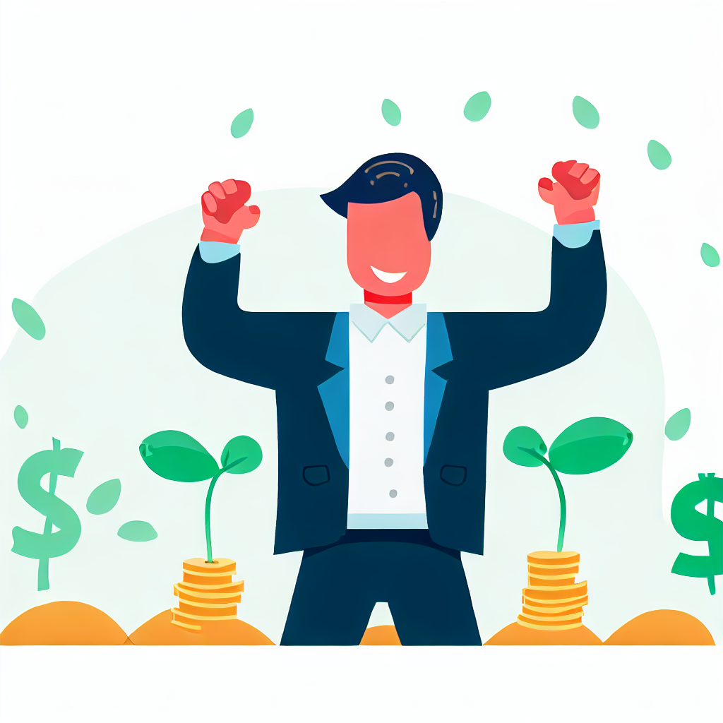 Flat vector style image of a successful investor, embodying the successful investment of seed money.