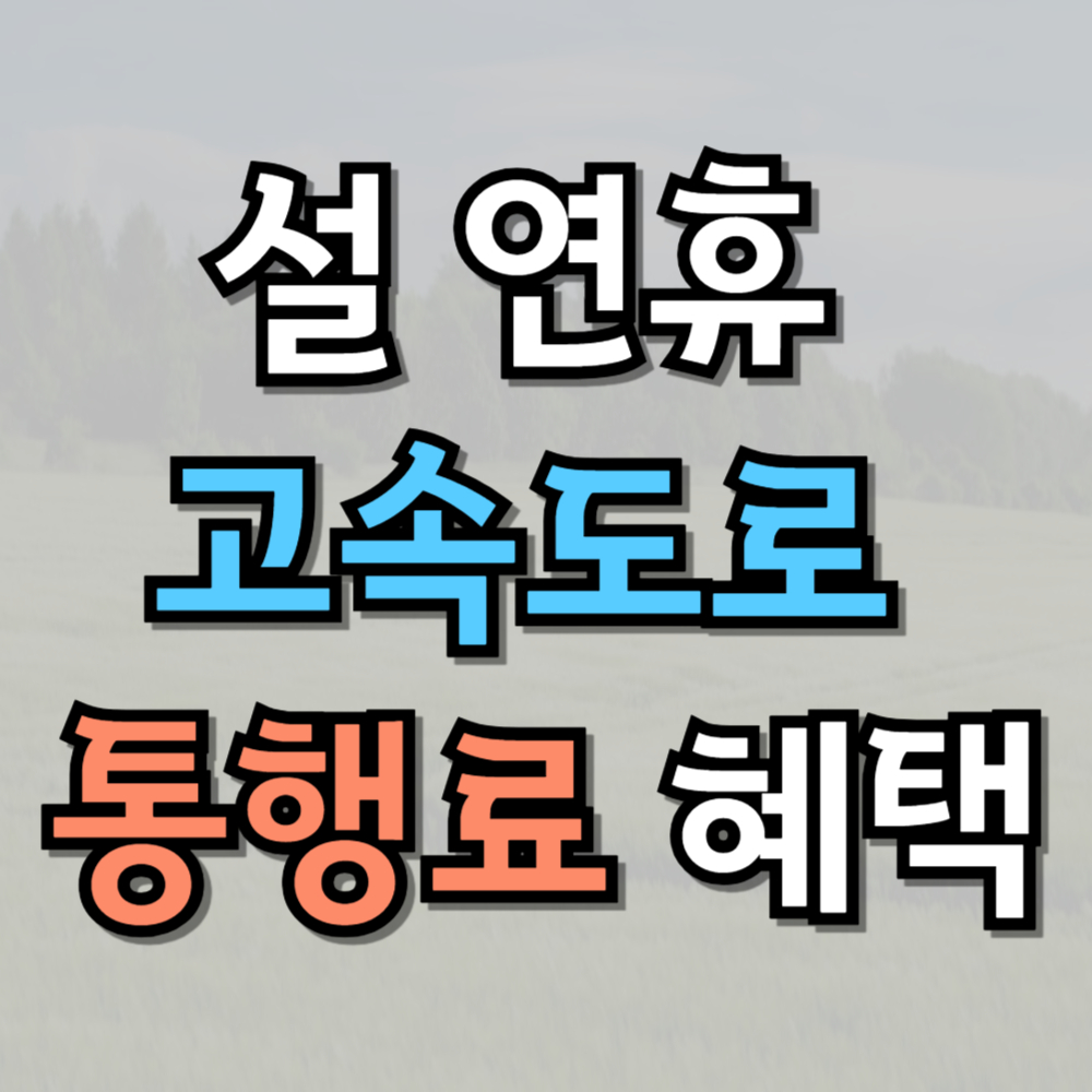 설 연휴 고속도로 통행료 혜택