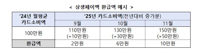 상생 페이백 환급액 예시