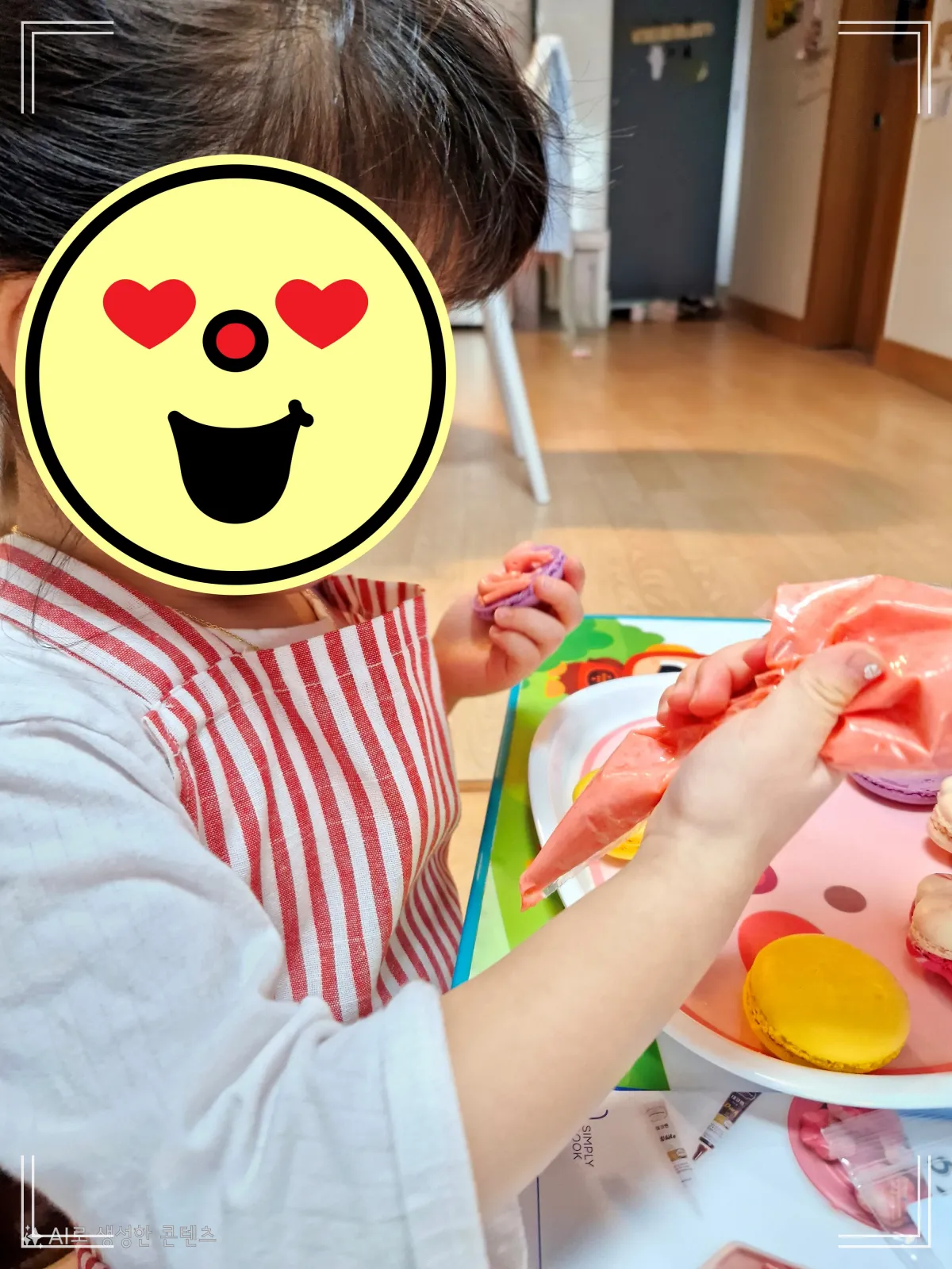 마카롱 만들기 키트-스터핑 크림 짜기-열중하는 아이