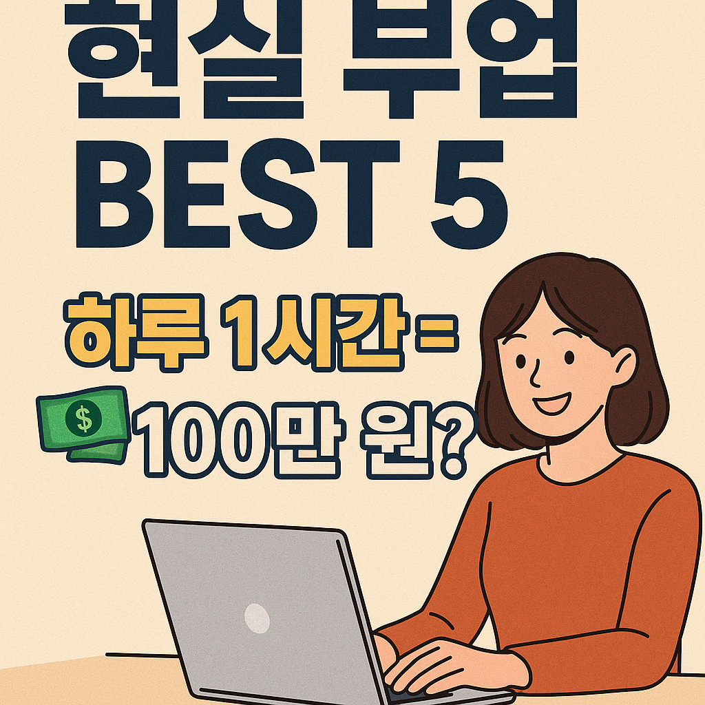 [2025 현실 부업 추천] 하루 1시간 투자해 월 30~100만 원 버는 TOP 5 현실 부업 총정리