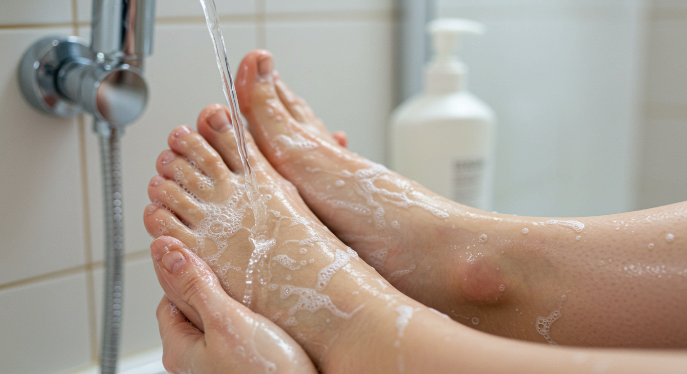 발톱과 발가락 사이까지 꼼꼼히 씻는 습관이 중요해요.