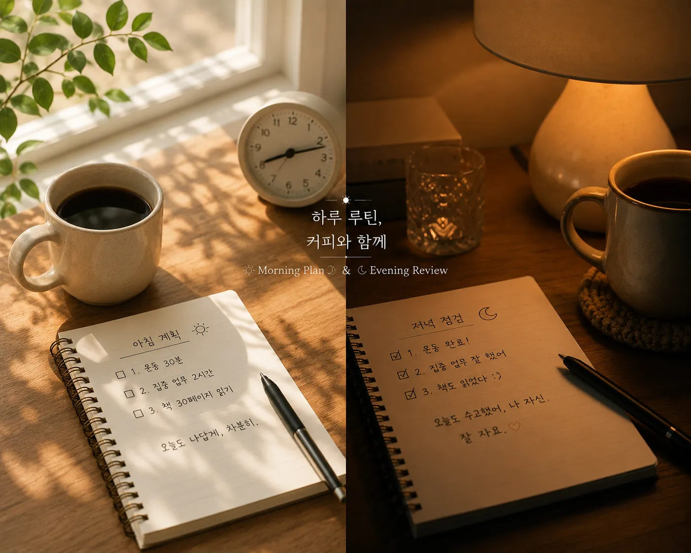 아침 계획과 저녁 점검을 커피와 함께하는 하루 루틴