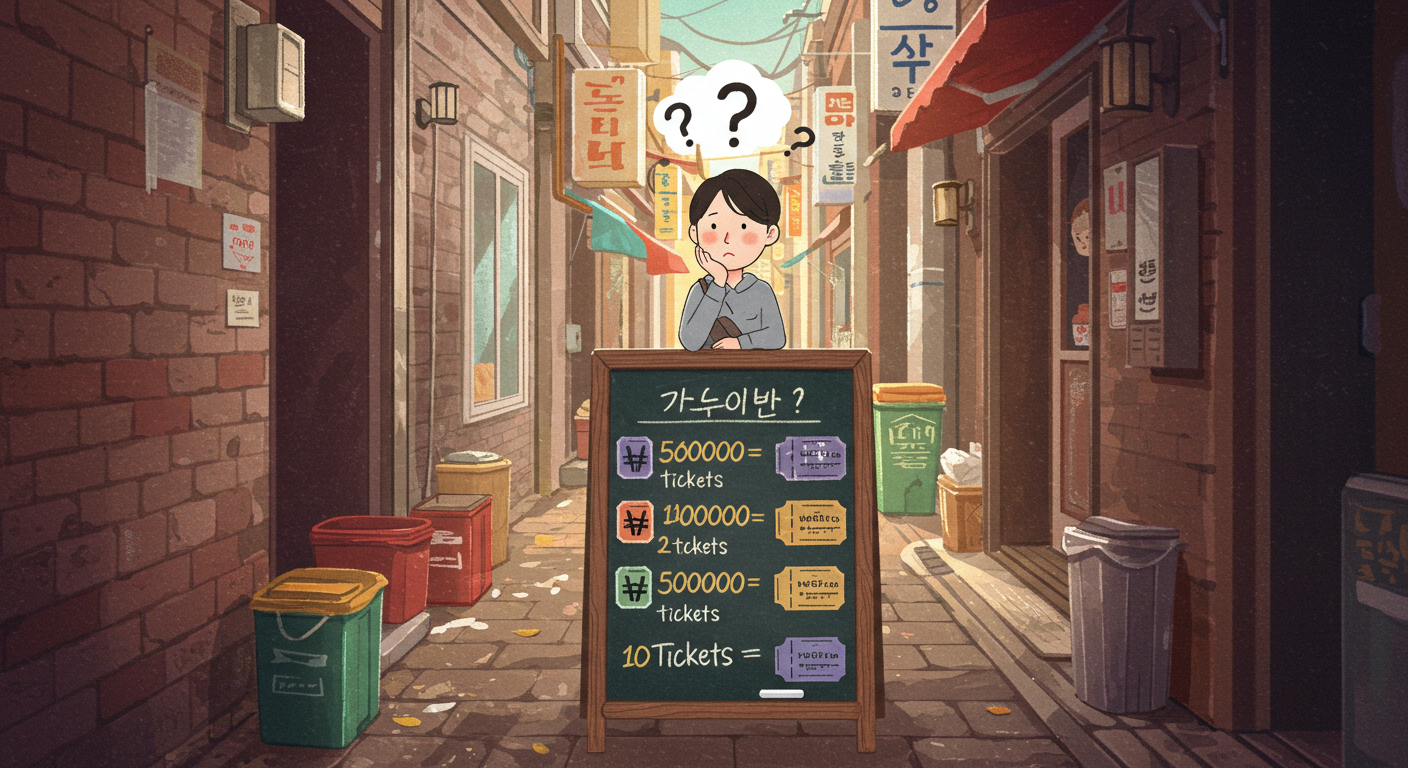 카드 사용액에 따라 지급되는 복권 장수를 고민하는 시민
