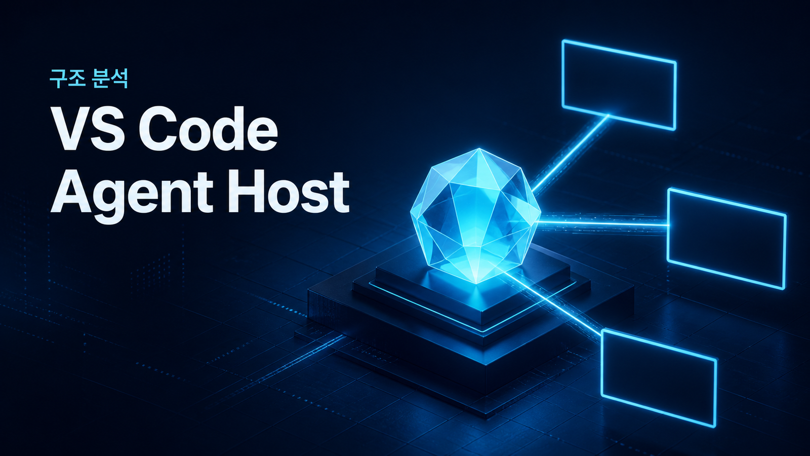 VS Code Agent Host 제목과 중앙 세션 크리스털에 연결된 세 개의 빈 포털