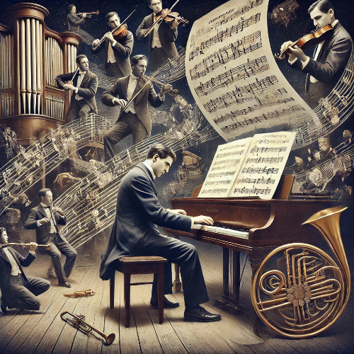 볼레로를 작곡하는 모리스 라벨의 모습