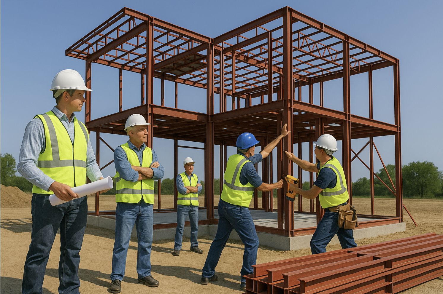 철근콘크리트 구조로 단독주택을 짓는 모습이 담긴 사진