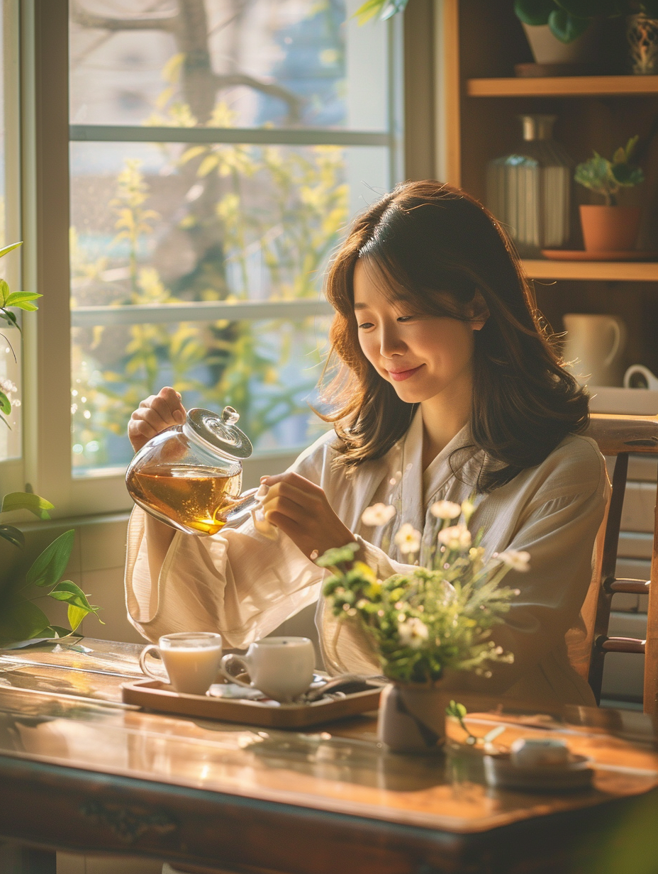 차를-만들고-있는-여성